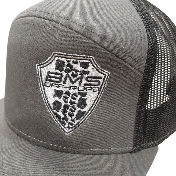 BMS Off-Road Trucker Hat Gray Black Richardson Style-168 Snapback Mesh Cap - Picture 2 of 6
